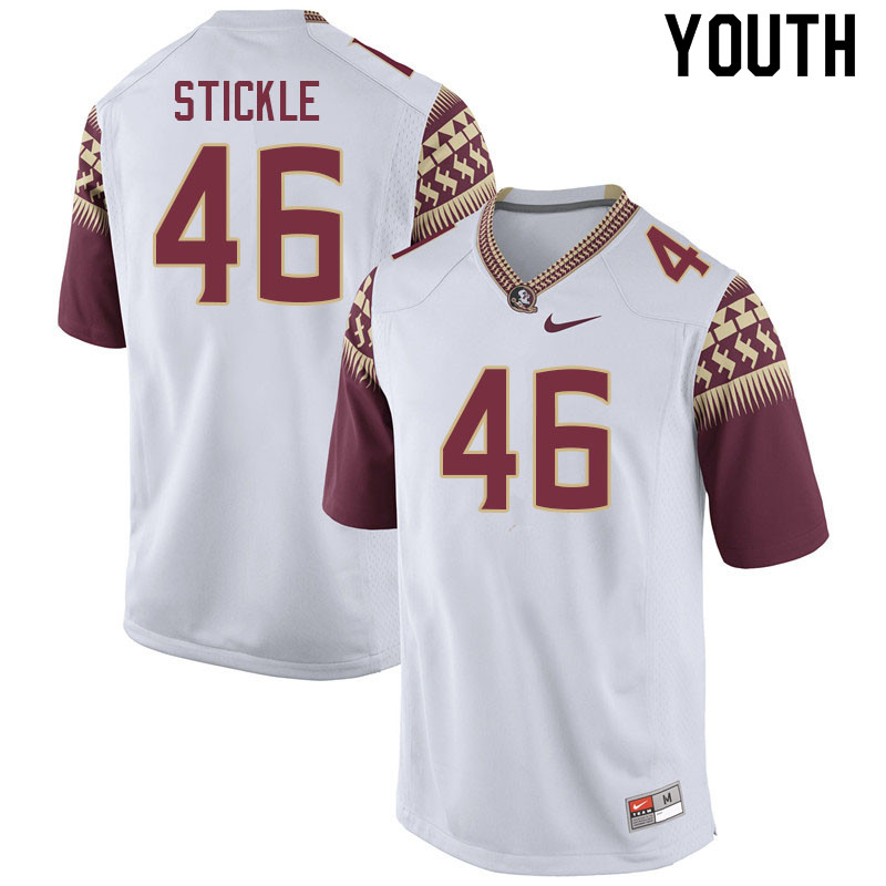 Youth #46 David Stickle Florida State Seminoles College Football Jerseys Sale-White - Click Image to Close